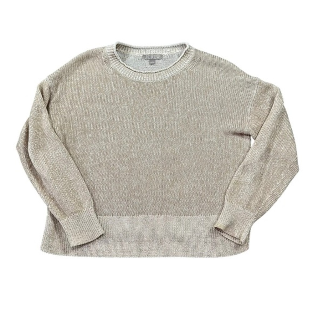 J. Crew‎ Size Small Marled Knit Crewneck Sweater Tan Cream Long Sleeve Coastal